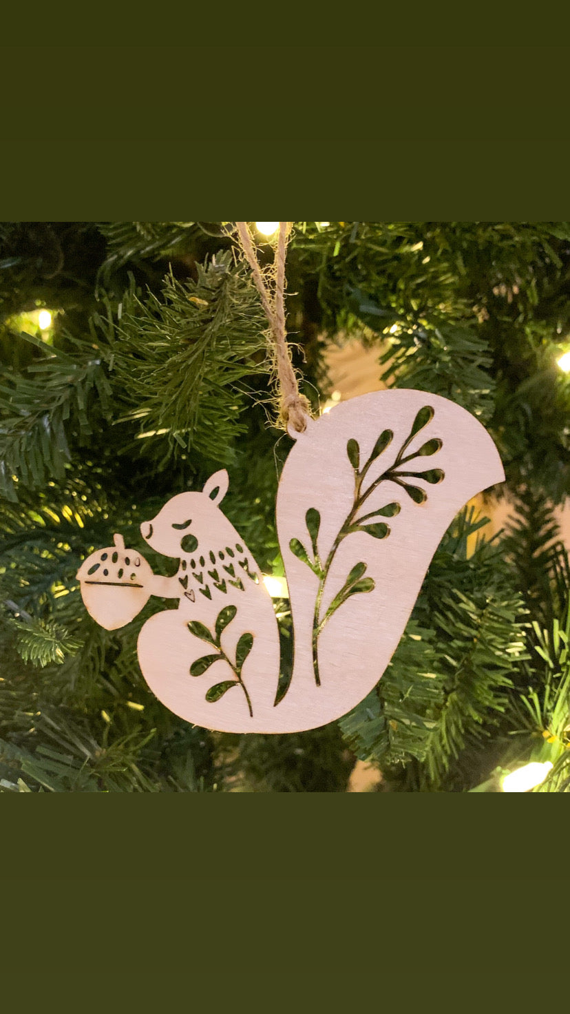 Fox, Squirrel, Partridge Ornaments (3-pack)